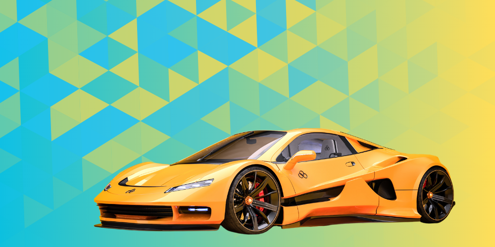 Orange car on a gradient backdrop